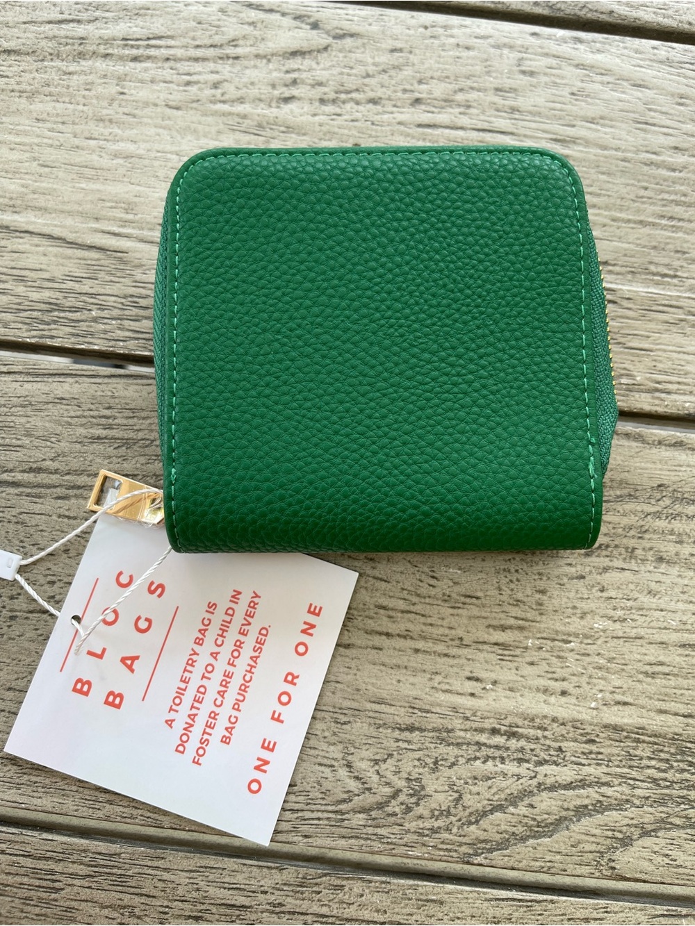 Bloc Bags Green Pebbled Leather Zip Toiletries Travel Organizer Wallet NWT